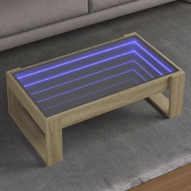 Mesa de centro con Infinity LED roble Sonoma 90x53x30 cm de , Mesas de centro - Ref: Foro24-847639, Precio: 111,99 €, Descuen...