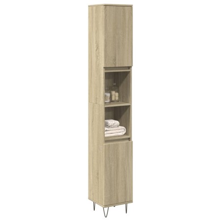 Badezimmerschrank aus Eichenholz-Sonoma-Sperrholz 30x30x190 cm. von , Badezimmermöbel - Ref: Foro24-849668, Preis: 91,99 €, R...