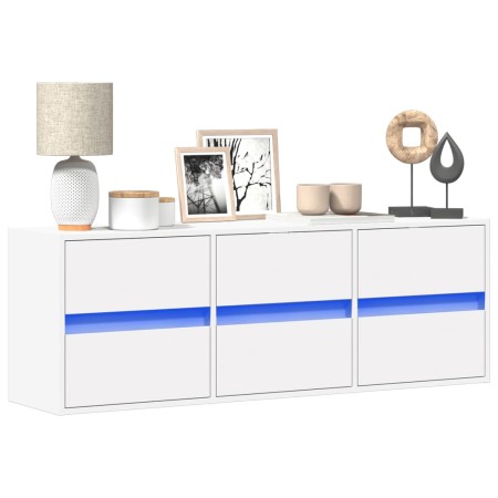 Wall-mounted TV stand with LED lights white 130x31x45 cm by , TV Furniture - Ref: Foro24-852299, Price: 115,07 €, Discount: %