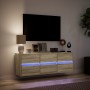 Mueble de TV de pared con luces LED roble Sonoma 130x31x45 cm de , Muebles TV - Ref: Foro24-852301, Precio: 111,37 €, Descuen...