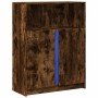 Display cabinet with LED lighting, smoked oak engineered wood, 77x34x100 cm by , Sideboards - Ref: Foro24-852149, Price: 92,5...