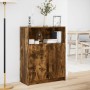 Display cabinet with LED lighting, smoked oak engineered wood, 77x34x100 cm by , Sideboards - Ref: Foro24-852149, Price: 92,5...