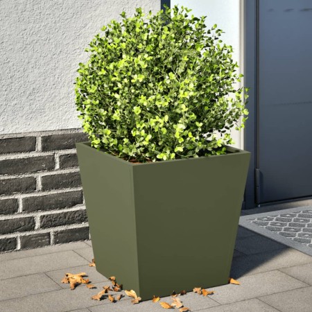 2 olive green steel planters 40x40x40 cm by , Pots and planters - Ref: Foro24-851059, Price: 87,13 €, Discount: %