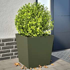 2 olive green steel planters 50x50x50 cm by , Pots and planters - Ref: Foro24-851073, Price: 96,99 €, Discount: %