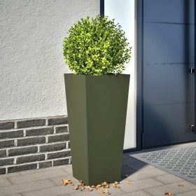 Hexagonal planter in olive green steel, 35x35x75 cm by , Pots and planters - Ref: Foro24-851086, Price: 64,99 €, Discount: %