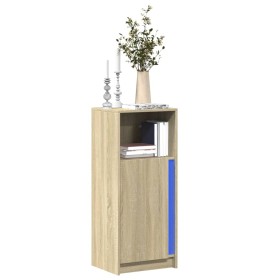 Aparador con LED madera ingeniería roble Sonoma 42,5x34x100 cm de , Aparadores - Ref: Foro24-852154, Precio: 69,99 €, Descuen...