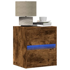 Wall-mounted bedside tables with LED lights 2 units smoked oak by , Nightstands - Ref: Foro24-3307970, Price: 102,99 €, Disco...