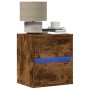 Wall-mounted bedside tables with LED lights 2 units smoked oak by , Nightstands - Ref: Foro24-3307970, Price: 102,61 €, Disco...