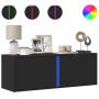 Wall-mounted TV stand with LED lights black 100x31x35 cm by , TV Furniture - Ref: Foro24-852265, Price: 66,94 €, Discount: %