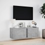 Wall-mounted TV stand with LED lights in concrete gray, 100x31x35 cm. by , TV Furniture - Ref: Foro24-852267, Price: 65,13 €,...