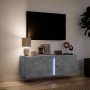 Wall-mounted TV stand with LED lights in concrete gray, 100x31x35 cm. by , TV Furniture - Ref: Foro24-852267, Price: 65,13 €,...