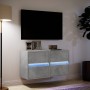 Wall-mounted TV furniture with LED lights, 2 units, concrete gray, 41x31x45 cm. by , TV Furniture - Ref: Foro24-852278, Price...