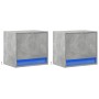 Wall-mounted bedside tables with LED lights 2 units concrete gray by , Nightstands - Ref: Foro24-852082, Price: 82,00 €, Disc...