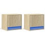 Wall-mounted bedside tables with LED lights, 2 units Sonoma oak by , Nightstands - Ref: Foro24-852080, Price: 82,00 €, Discou...