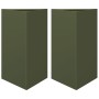 Triangular planters 2 units olive green steel 50x43x75 cm by , Pots and planters - Ref: Foro24-851178, Price: 129,66 €, Disco...