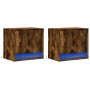 Wall-mounted bedside tables with LED lights 2 units smoked oak by , Nightstands - Ref: Foro24-852084, Price: 82,00 €, Discoun...