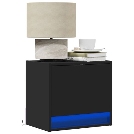 Wall-mounted bedside tables with LED lights, 2 units, black by , Nightstands - Ref: Foro24-852078, Price: 84,58 €, Discount: %