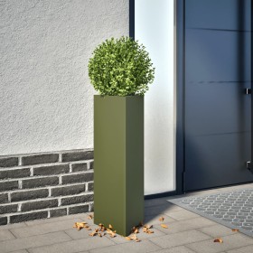 Triangular planter in olive green steel, 30x26x75 cm by , Pots and planters - Ref: Foro24-851149, Price: 53,99 €, Discount: %