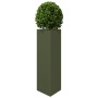 Triangular planter in olive green steel, 30x26x75 cm by , Pots and planters - Ref: Foro24-851149, Price: 53,24 €, Discount: %