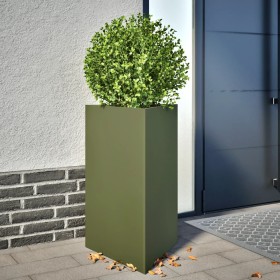 Triangular planter in olive green steel, 50x43x75 cm by , Pots and planters - Ref: Foro24-851177, Price: 72,99 €, Discount: %