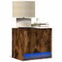 Wall-mounted bedside table with LED lights in smoked oak. by , Nightstands - Ref: Foro24-852083, Price: 47,99 €, Discount: %