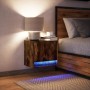 Wall-mounted bedside table with LED lights in smoked oak. by , Nightstands - Ref: Foro24-852083, Price: 47,58 €, Discount: %