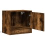 Wall-mounted bedside table with LED lights in smoked oak. by , Nightstands - Ref: Foro24-852083, Price: 47,58 €, Discount: %