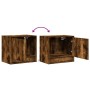 Wall-mounted bedside table with LED lights in smoked oak. by , Nightstands - Ref: Foro24-852083, Price: 47,58 €, Discount: %