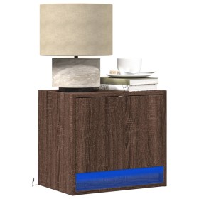 Wall-mounted bedside tables with LED lights, 2 units, brown oak. by , Nightstands - Ref: Foro24-852088, Price: 84,58 €, Disco...