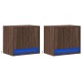 Wall-mounted bedside tables with LED lights, 2 units, brown oak. by , Nightstands - Ref: Foro24-852088, Price: 84,99 €, Disco...