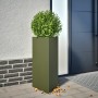 Triangular planters 2 units olive green steel 40x34.5x70 cm by , Pots and planters - Ref: Foro24-851164, Price: 108,37 €, Dis...