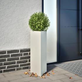 Triangular white steel planter 30x26x75 cm by , Pots and planters - Ref: Foro24-851145, Price: 59,25 €, Discount: %