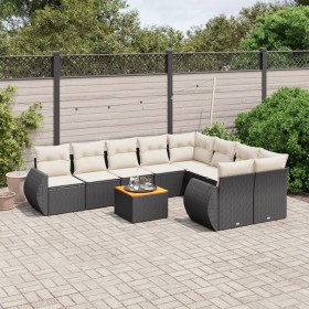 Garden sofa set 10 pieces with black synthetic rattan cushions by , Garden sets - Ref: Foro24-3257491, Price: 633,59 €, Disco...