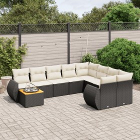 Gartensofa-Set, 10-teilig, mit schwarzen Kissen und synthetischem Rattan. von , Gartensets - Ref: Foro24-3257498, Preis: 612,...