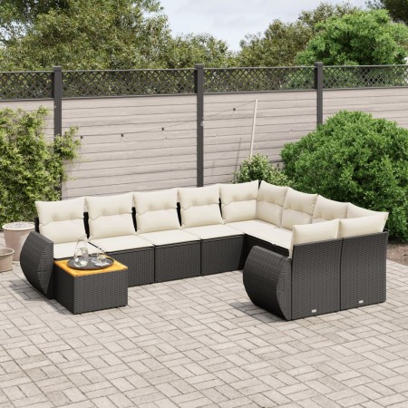 Set de sofás de jardín 10 pzas cojines ratán sintético negro de , Conjuntos de jardín - Ref: Foro24-3257498, Precio: 633,59 €...