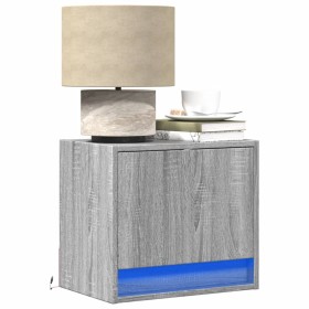 Wall-mounted bedside table with LED lights in Sonoma gray by , Nightstands - Ref: Foro24-852085, Price: 48,99 €, Discount: %