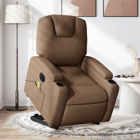 Electric reclining and lifting massage armchair in brown fabric by , Armchairs - Ref: Foro24-3204408, Price: 333,39 €, Discou...