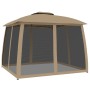 Double-roof gazebo with taupe steel mesh walls 2.93x2.93 m by , Tents and gazebos - Ref: Foro24-368450, Price: 238,82 €, Disc...