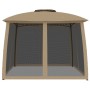 Double-roof gazebo with taupe steel mesh walls 2.93x2.93 m by , Tents and gazebos - Ref: Foro24-368450, Price: 238,82 €, Disc...