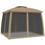 Double-roof gazebo with taupe steel mesh walls 2.93x2.93 m by , Tents and gazebos - Ref: Foro24-368450, Price: 238,82 €, Disc...