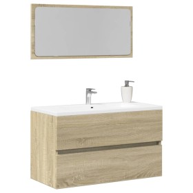 Bathroom cabinet with oak Sonoma colored mirror 80x38.5x45 cm by , Bathroom furniture - Ref: Foro24-849646, Price: 98,77 €, D...