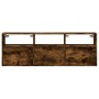 Wall-mounted TV stand with LED lights in smoked oak, 130x31x45 cm. by , TV Furniture - Ref: Foro24-852345, Price: 105,99 €, D...