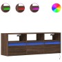 Wall-mounted TV stand with LED lights in brown oak color, 130x31x45 cm. by , TV Furniture - Ref: Foro24-852347, Price: 108,98...