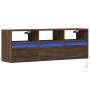 Wall-mounted TV stand with LED lights in brown oak color, 130x31x45 cm. by , TV Furniture - Ref: Foro24-852347, Price: 108,98...