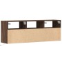 Wall-mounted TV stand with LED lights in brown oak color, 130x31x45 cm. by , TV Furniture - Ref: Foro24-852347, Price: 108,98...