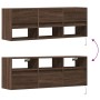 Wall-mounted TV stand with LED lights in brown oak color, 130x31x45 cm. by , TV Furniture - Ref: Foro24-852347, Price: 108,98...