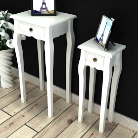 Set of 2 stackable tables with white drawer by vidaXL, Side tables - Ref: Foro24-241146, Price: 167,99 €, Discount: %