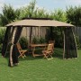 Double-roof gazebo with taupe steel mesh walls 3.93x2.93 m by , Tents and gazebos - Ref: Foro24-368453, Price: 255,59 €, Disc...