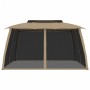 Double-roof gazebo with taupe steel mesh walls 3.93x2.93 m by , Tents and gazebos - Ref: Foro24-368453, Price: 255,59 €, Disc...