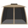 Double-roof gazebo with taupe steel mesh walls 3.93x2.93 m by , Tents and gazebos - Ref: Foro24-368453, Price: 255,59 €, Disc...